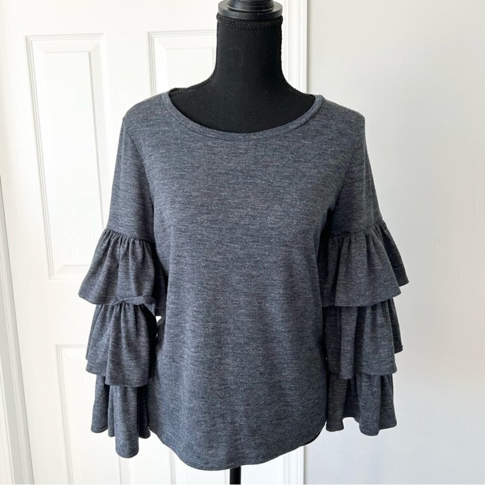 Banana Republic Tiered Ruffle Long Sleeves Stretch Blouse